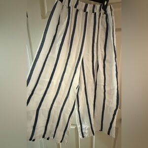 Liabella White and Navy Striped Wide Leg Pants